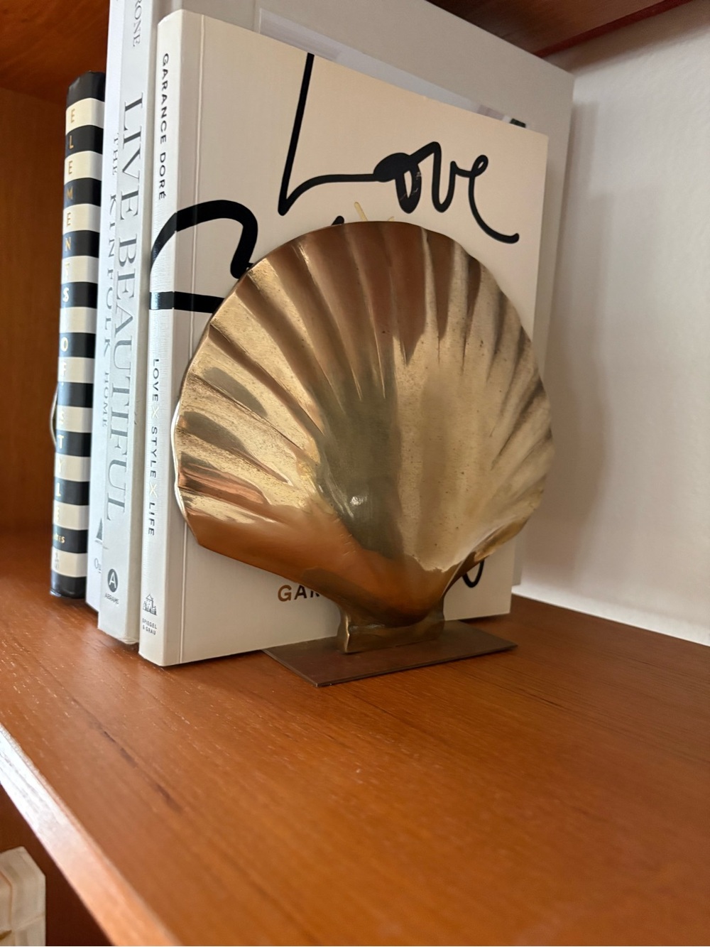 Vintage Brass Shell Bookends Pair Gold Tone Set VGUC MCM Eclectic